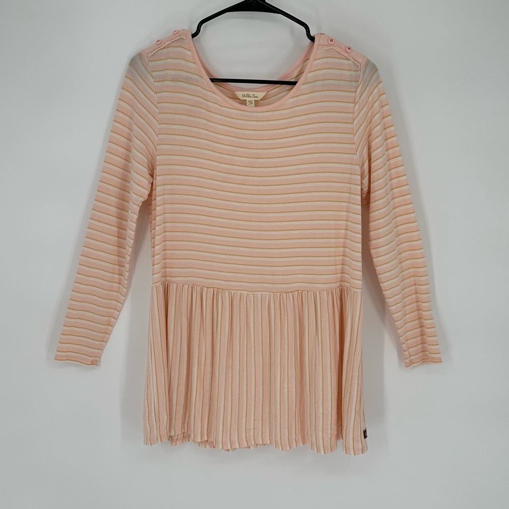 Matilda Jane True Friend Peplum Pink Striped Long Sleeve Top Medium